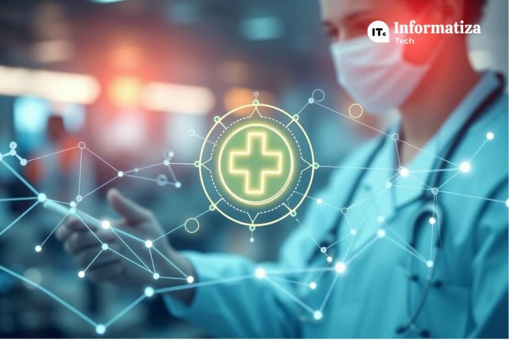 Imagem de uma plataforma de saúde utilizando blockchain para gerenciar dados médicos