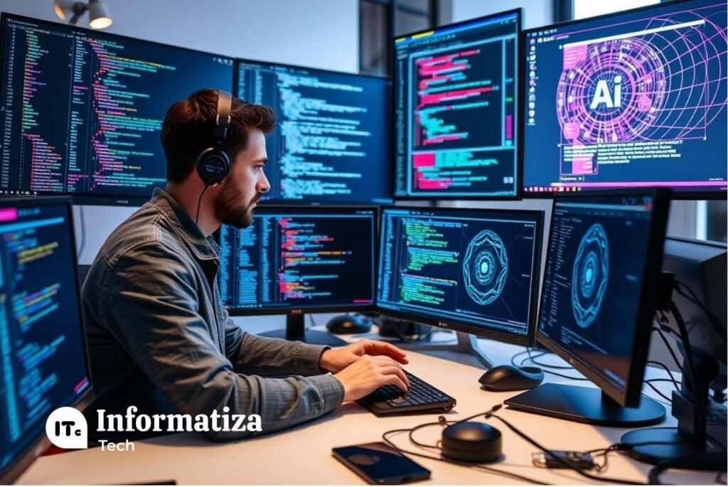 imagem de um programador trabalhando com ferramentas de IA generativa